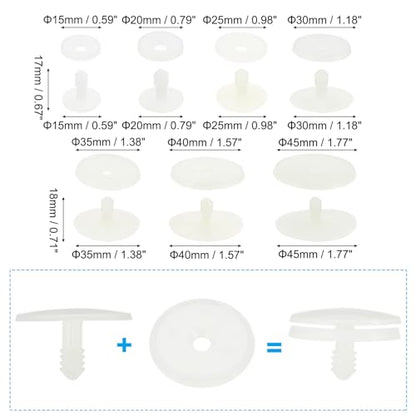 PATIKIL 15, 20, 25, 30, 35, 40, 45mm Doll Joints, 42 Set Plastic Removable Animal Joints Connector Engage Bolt for Bear Limbs Making Head Joints DIY Crafts