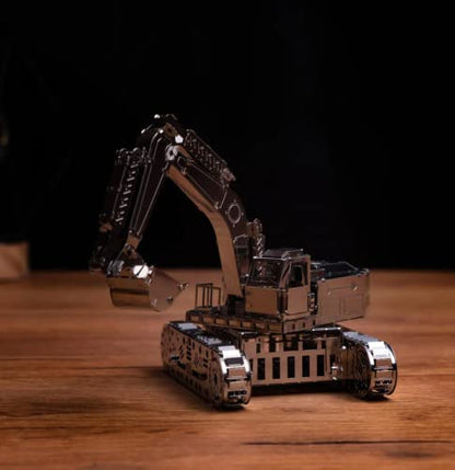 METAL-TIME TIRELESS Digger Excavator, Excavator Model, Metal Hydraulic Excavator Model, 3D Puzzle Building Crafts, Collectible Figurine, Stainless Steel DIY Construction with Toolbox, 100 Pieces.