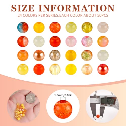 XSEINO About 1200PCS 6mm Glass Beads Warm Yellow Bracelet Making Kit - color: Orange Yellow Series