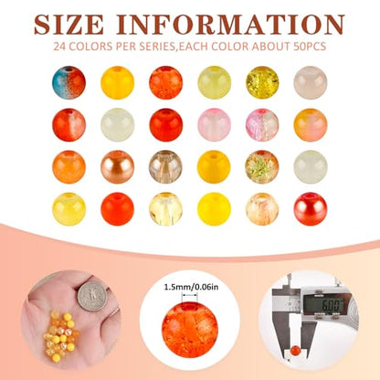 XSEINO About 1200PCS 6mm Glass Beads Warm Yellow Bracelet Making Kit - color: Orange Yellow Series