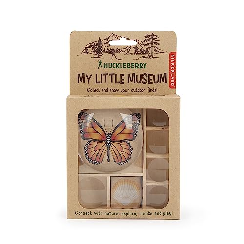 Kikkerland Huckleberry My Little Museum Bug Box Collection, Observation Bug House, 7 Compartments, in-Built Magnifying Lenses, for Insect Collecting