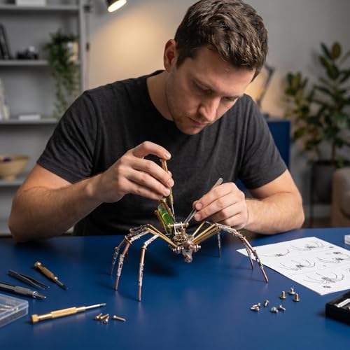 3D Metal Puzzles for Adults Teens-140+Pcs-Mechanical Spider Bee Insect Models-3 Hours to Build-Ideal for Birthday Gifts and Decorations(Mechanical Spider A) - style: Mechanical Spider A