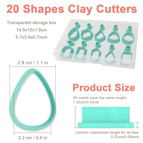 10 Sets Geometric Clay Cutters, 20pcs Shape Polymer Clay Cutting Tools for Earrings Jewelry Making, Clay Jewelry Making Kit - style: Pendant Earrings theme (20 pcs)