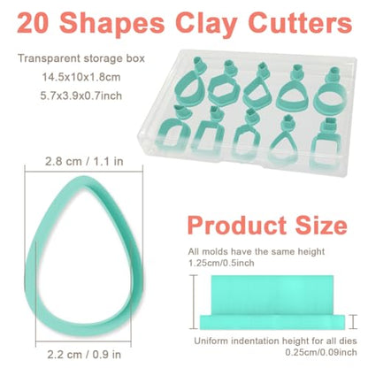10 Sets Geometric Clay Cutters, 20pcs Shape Polymer Clay Cutting Tools for Earrings Jewelry Making, Clay Jewelry Making Kit - style: Pendant Earrings theme (20 pcs)