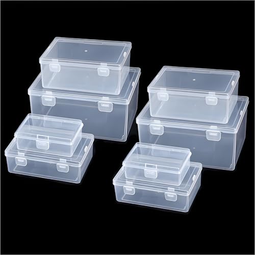 Nail art toolbox Bead Organizers-8 Pcs Jewelry Organizers and Storage Plastic Storage Cases Mini Clear Bead Containers Transparent Boxes with Hinged Lid and Rectangle Clear Craft Supply Case - size: 8 Pieces Big Sizes Mixed