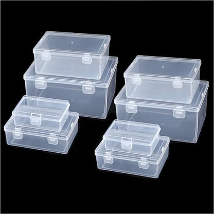 Nail art toolbox Bead Organizers-8 Pcs Jewelry Organizers and Storage Plastic Storage Cases Mini Clear Bead Containers Transparent Boxes with Hinged Lid and Rectangle Clear Craft Supply Case - size: 8 Pieces Big Sizes Mixed