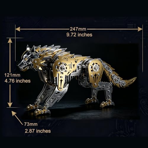 3D Metal Puzzle for Adults,Mechanical Animal Wolf Puzzle Building Set，3D Metal Model Kits, Brain Teaser Puzzles DIY Assembling for Stress Relief - A Collectible Gift for a man and boy - color: Gold