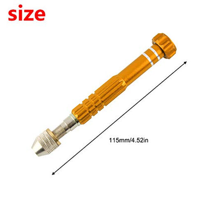 Larcele Pin Vise Drill, 3 Jaw Chuck Capacity 0" to 1/8" SDZKQ-02 (Gold) - color: Gold