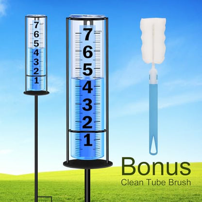 Rain Gauge Outdoor Upgraded, Accurate Freeze Proof Thickened Rain Gauges Outdoors Best Rated, Large Clear Numbers and Adjustable Height Rain Measuring Tool for Garden, Yard, Lawn, Patio, and Farm Use