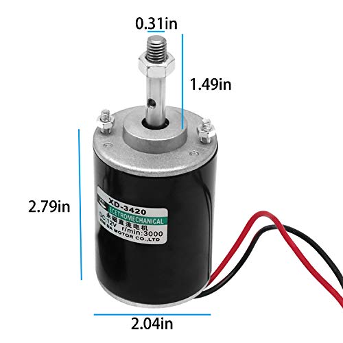 12V 30W Permanent Magnet DC Motor, 3000RPM High Speed CW/CCW Electric Gear Motor for DIY Generator and 12V-40V 10A PWM DC Motor Speed Controller Fan Controller with Knob-High Efficiency