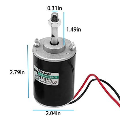 12V 30W Permanent Magnet DC Motor, 3000RPM High Speed CW/CCW Electric Gear Motor for DIY Generator and 12V-40V 10A PWM DC Motor Speed Controller Fan Controller with Knob-High Efficiency