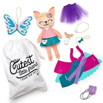 Craft-tastic – Make a Fox Friend Craft Kit – Learn to Make 1 Easy-to-Sew Stuffie with Clothes & Accessories - style: Make a Fox Friend Craft Kit