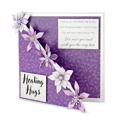 Katy Sue Dusky Violet Blooms, Die Cut Flowers & Leaves Pack. 12 Sheets of Pre-Cut Double-Sided Paper Flowers & Leaves in a Purple Colorway from Card Making Supplies. UK-Made.