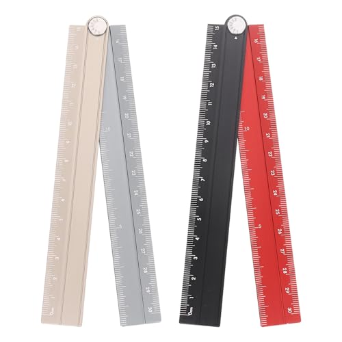HARFINGTON 2pcs Folding Straight Ruler 30cm Metric Black Red/Gold Silver - color: Black Red/Gold Silver