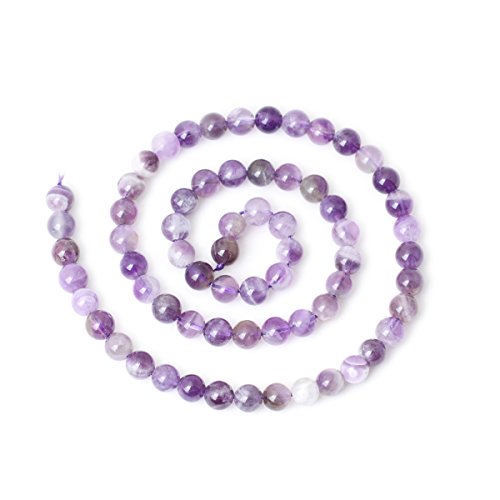 60PCS 6mm Natural Dog Teeth Amethyst Gemstone Round Loose Beads Crystal Energy Stone Healing Power for Jewelry Making 1 Strand 15" - color: Dog Teeth Amethyst, size: 6mm