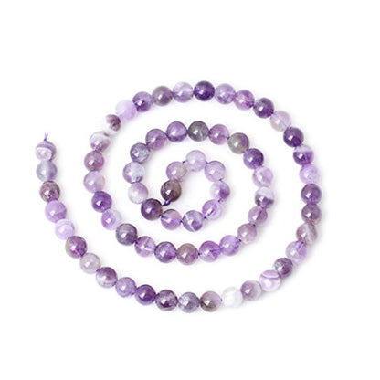 60PCS 6mm Natural Dog Teeth Amethyst Gemstone Round Loose Beads Crystal Energy Stone Healing Power for Jewelry Making 1 Strand 15" - color: Dog Teeth Amethyst, size: 6mm