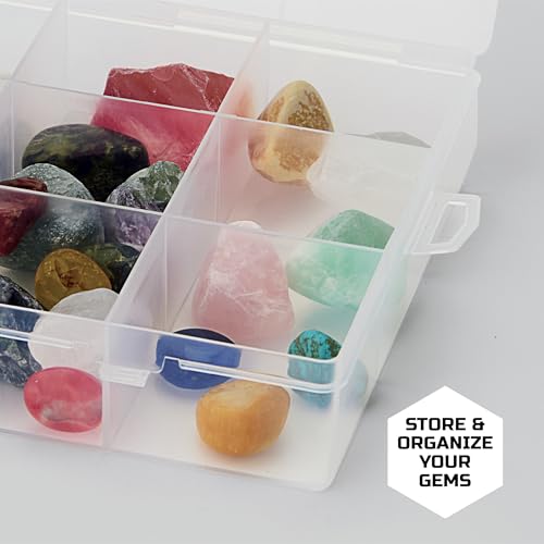 Discovery™ Rock Tumbler Deluxe Set – Stone Polishing Kit with Rocks, 4 Grits, Gem Case| STEM Science Project Kit for Kids & Beginners| Cool Toy for Boys & Girls Ages 8+