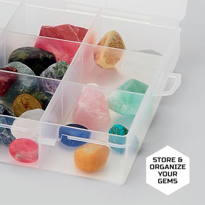 Discovery™ Rock Tumbler Deluxe Set – Stone Polishing Kit with Rocks, 4 Grits, Gem Case| STEM Science Project Kit for Kids & Beginners| Cool Toy for Boys & Girls Ages 8+
