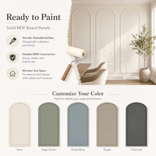 Nuanchu 94 x 29 Inches 3 Set Arch Mdf Board and Batten Wall Panel Kit - size: 79 x 29 Inches