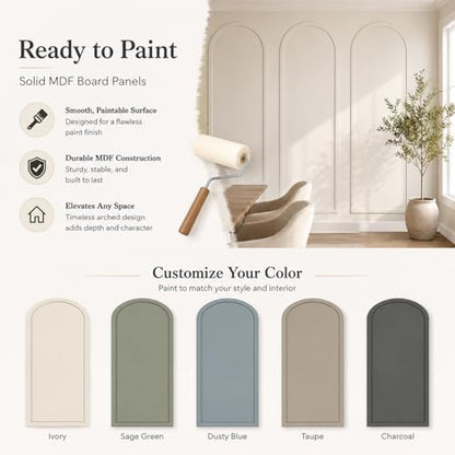 Nuanchu 94 x 29 Inches 3 Set Arch Mdf Board and Batten Wall Panel Kit - size: 79 x 29 Inches