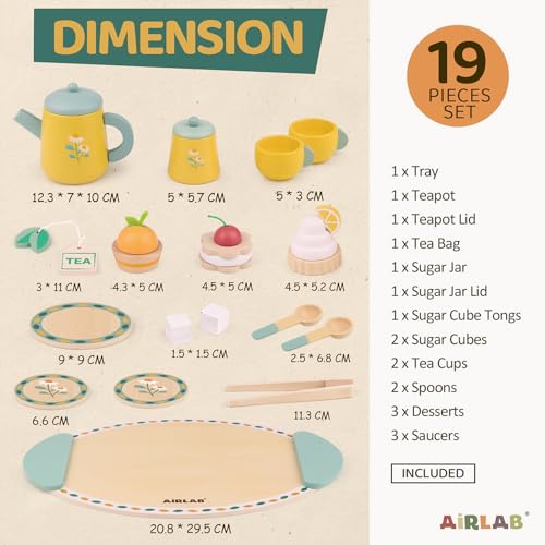 Tea Sets for 3-5 Girl Birthday Gift 3 Year Old Princess Party - color: Yellow