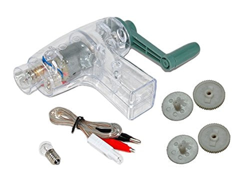 Sci-Supply Hand Crank DC Generator (Nominal 6V DC Output) – Hand Held Manual Generator for Physics & STEM Labs – Energy Conversion Classroom Demonstration – Includes 2 Replacement Gear Sets