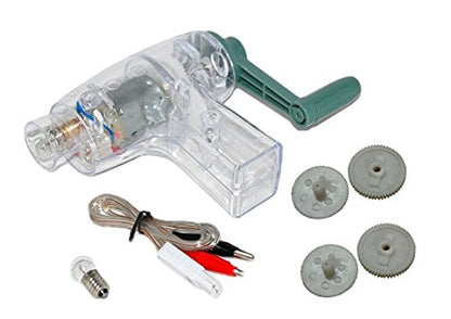 Sci-Supply Hand Crank DC Generator (Nominal 6V DC Output) – Hand Held Manual Generator for Physics & STEM Labs – Energy Conversion Classroom Demonstration – Includes 2 Replacement Gear Sets