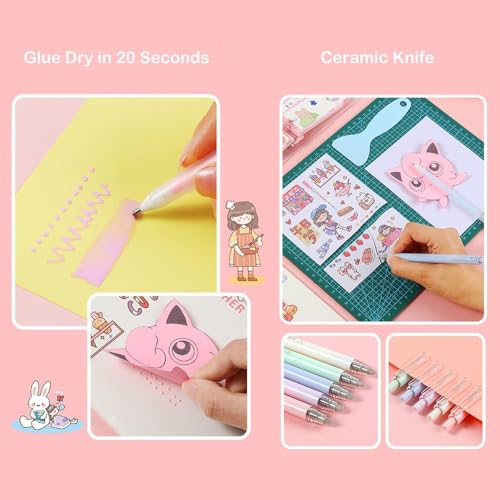 Doraking Scrapbooking Tools with Glue Tweezer Shovel Cutter Pen for Crafting, Scrapbooking, Card Making, Paper Crafts - color: White