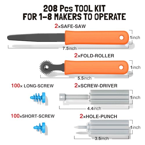 Cardboard Cutter for Kids,208PCS Cardboard Construction Tool,Safe DIY Kit for Boys Girls Arts & Crafts STEM Educational Toys