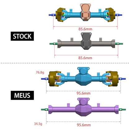 MEUS Racing Isokinetic 3-Section CVD Front and Rear Axles Maximum Steering Angle 52° Wider +5MM for Axial SCX24 Deadbolt C10 JLU Gladiator Bronco 1/24 RC Crawler Upgrade Parts (Anodized Purple) - color: Purple