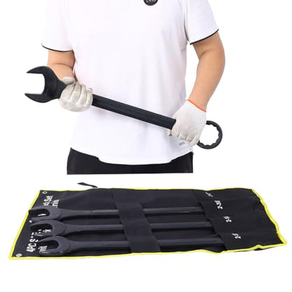 Jumbo Combination Wrench Set, SAE 2-1/8'', 2-1/4'', 2-3/8'', and 2-1/2'' Extra Large 4-Piece Open-End Wrench Set, Storage Bag Included, Black Oxide Finish - color: Sae - 4 Piece