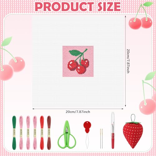 XunYee 16 Pcs Cherries Needlepoint Kit for Beginners Adults Starters - style: Cherries