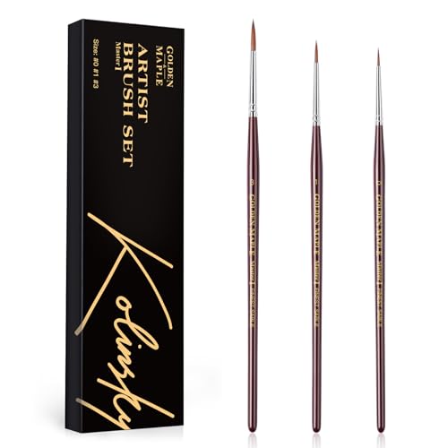 Golden Maple Kolinsky Sable Miniature Paint Brushes - Size 0, 1, 3 - size: 0 1 3 Round Point