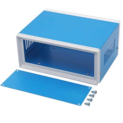 Zulkit Electronic Enclosures Blue Metal Enclosure Project Case DIY Box Junction Case Enclosure Preventive Case 6.7 x 4.3 x 3.1 inch(170 x130x80mm) - size: 6.7" x 4.3" x 3.1"