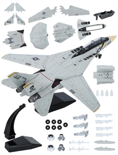 F14 Tomcat Model Fighter Jet Plane Toy, 1/72 Plastic Military Airplane Building Kit 36 Pieces Snap-fit Assembly Aircraft Model with Movable Wings & Stand STEM Military Birthday Gift for Adults Boys - color: F14-1/72-white