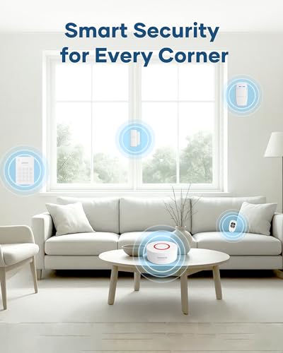 Wireless Home Alarm System 15-Piece Kit, WiFi Alarm System for Home Security with Phone APP Alert (Alarm Siren, Keypad, Remote, Motion, and Door Sensors) for Home, Apartment, Work with Alexa