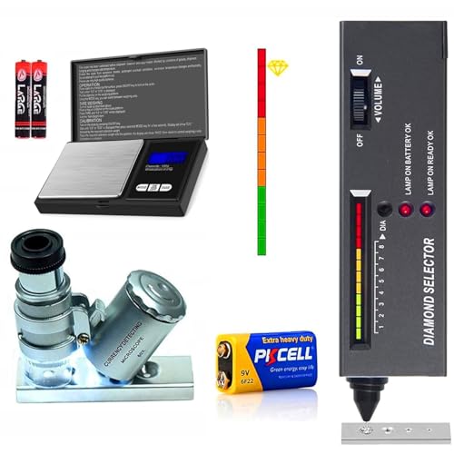 Diamond Tester Pen, High Accuracy Jewelry Diamond Tester＋200g/0.01g Mini Jewelry Scale＋60X Mini LED Magnifying, Professional Diamond Selector for Novice and Expert, Thermal Conductivity Meter - color: Diamond Tester+ Magnifier