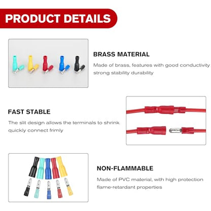 Nilight 200PCS Bullet Terminals Wire Connectors AWG 22-14 - color: 200PCS Bullet Terminals