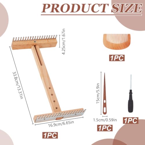 WEBEEDY 3 Styles Adjustable Tapestry Weaving Loom with Expandable 1.4cm/3.5in to 4.6cm/11.8in Wooden Frame, Weaving Comb and Needle for Tapestry Art Yarn Weaving Projects Home Decoration