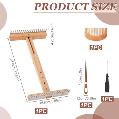 WEBEEDY 3 Styles Adjustable Tapestry Weaving Loom with Expandable 1.4cm/3.5in to 4.6cm/11.8in Wooden Frame, Weaving Comb and Needle for Tapestry Art Yarn Weaving Projects Home Decoration