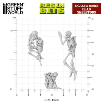 Green Stuff World Dead Skeletons Miniatures Set – 1:48 Scale Unpainted Resin Skeleton Figures for Tabletop Games, Dioramas, Painting – 3D Printed Undead Models for RPGs & Hobby Collections