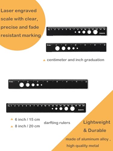 Metal Geometry Set, 5-piece Aluminum Ruler, Math Drafting Ruler Kit Includes Protractor, Triangle Rulers, Straight Rulers-Math Measurement Tools for School and Office Supplies (Black) - color: Black