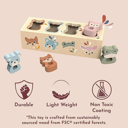 SPEEDY MONKEY Wooden Animal Shape Box | Kids Shape Sorter Toy Pretend Play - color: Shape Box