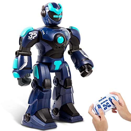 HPROMOT RC Robot Toy| Voice & Gesture Control| Walking Dancing Singing| Ages 6+ | Remote Gesture & Voice Control | Walks | Dances & Sings | Rechargeable | Educational Gift for Boys & Girls Ages 6+ - color: Blue