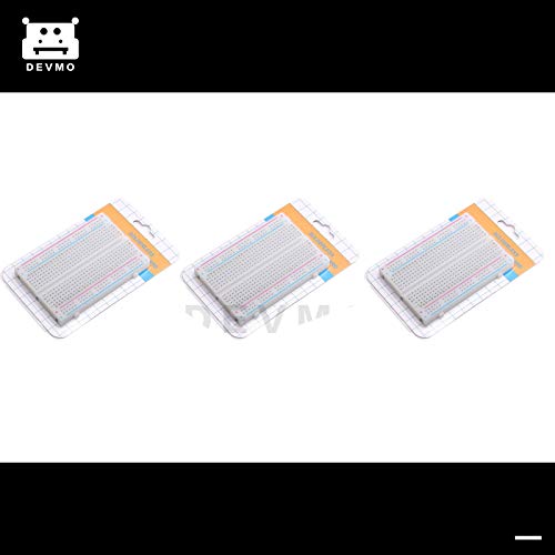 DEVMO 3pcs 400 Ties Mini Solderless Breadboard Universal 400 Contacts Solderless Breadboard 400 Points Prototyping Shield for Electronics Testig DIY