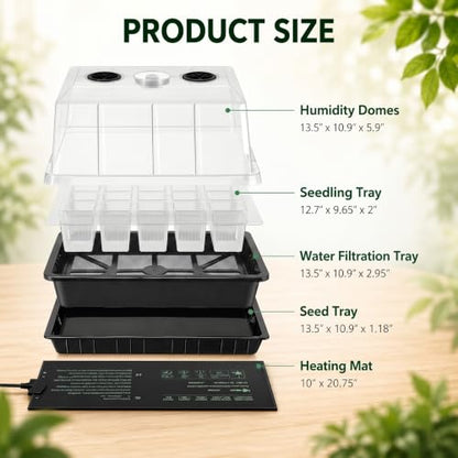 2 Sets 60-Cell Seed Starter Trays with Grow Lights, Heat Mat and Dome