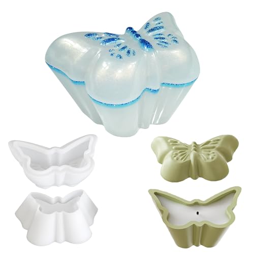 Butterfly Shaped Resin Jar Mold with Lid, Silicone Mold for Epoxy Resin