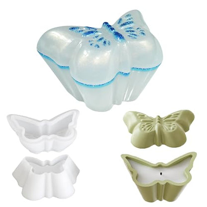 Butterfly Shaped Resin Jar Mold with Lid, Silicone Mold for Epoxy Resin