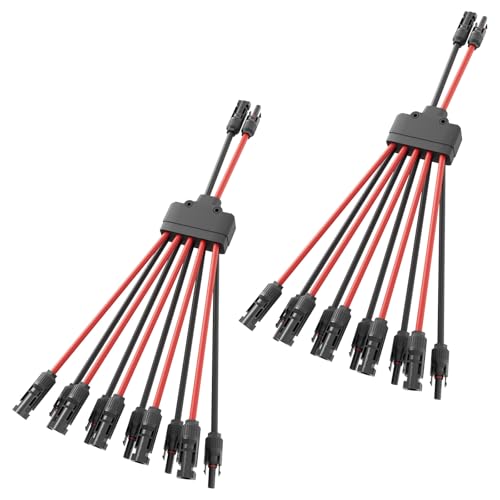 Solar Panel Connector 10 to 2 Solar Y Branch Connectors PV Panels Parallel Connectors Kit Adapter Waterproof Wire Plug Tool for Solar Panel(2 Pcak MF/FFFFFMMMMM) - color: 2 Pack, size: 10 to 2