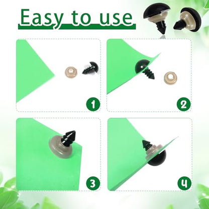 TOAOB 150pcs 18mm Black Plastic Safety Eyes Crafts Safety Eyes with 150pcs Washers for Stuffed Animals Amigurumis Crochet Making - size: 18mm